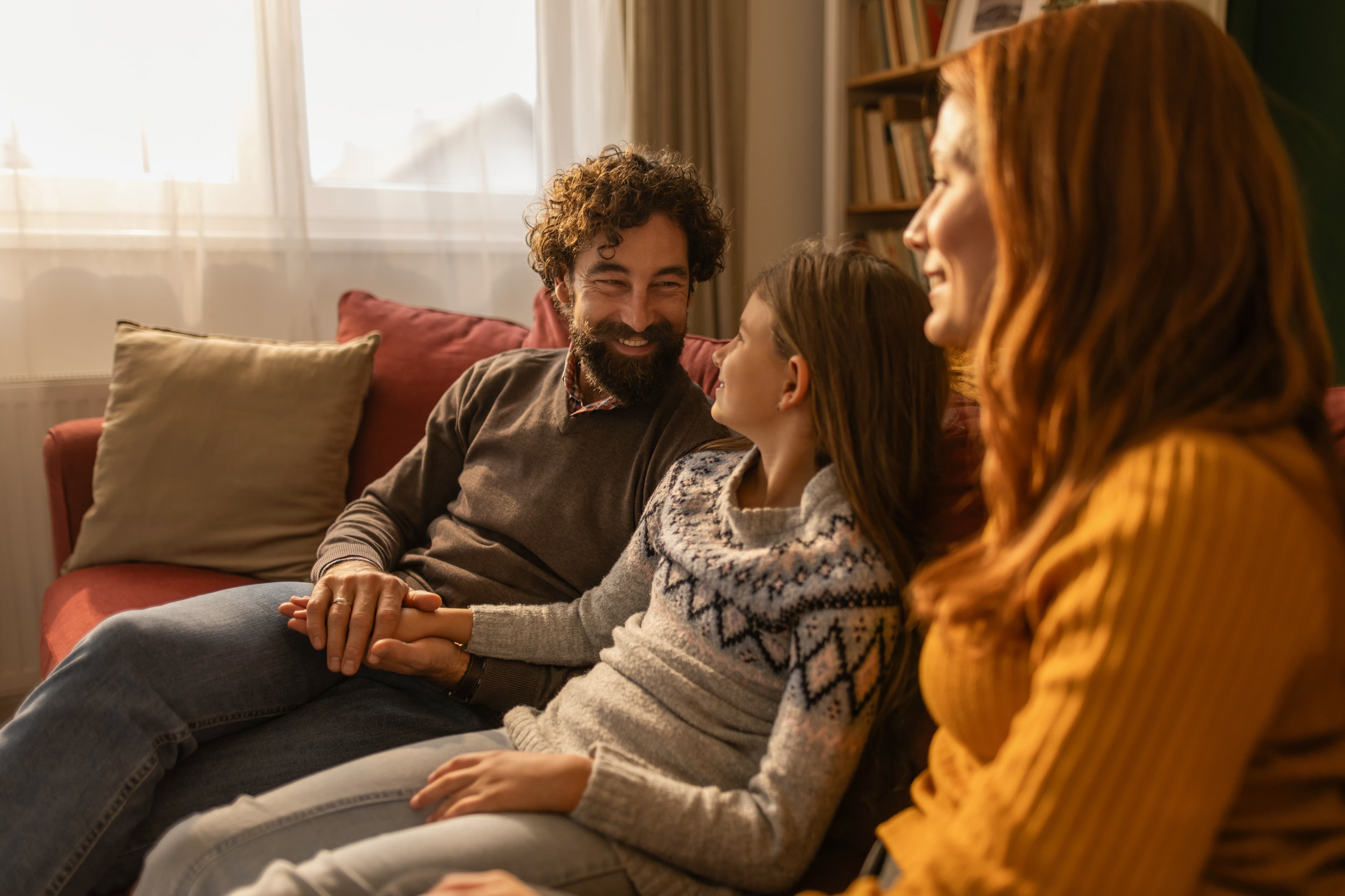 Family relaxing together at home.